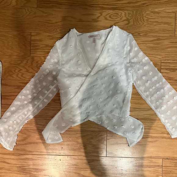 BCBGeneration Flocked Dot Chiffon Blouse - Picture 3 of 5